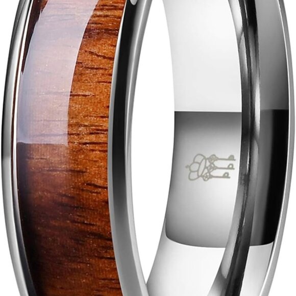 Other - 4,6,8mm Basic Black/Sliver Titanium Wood Wedding Band Engagement Ring for Men Wo